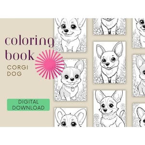 Corgi Coloring Book Digital Download 5 Pages