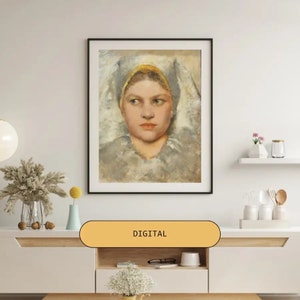 DIGITAL Vintage Portrait of a Young Woman Grunen Klimt