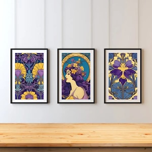 Gustav Klimt INSPIRED Purple, Blue and Gold 3 DIGITAL Image symbolism