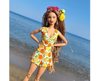 v neck oranges romper for 1:6 dolls