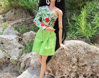 One sleeve top and shorts for 1 6 fashion dolls
