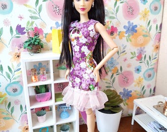 Purple mini dress for 1:6 dolls
