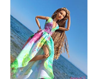 Sleeveless coat dress and shorts for 1:6 dolls