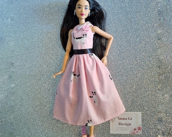 Light pink midi dress for 1 6 dolls