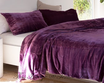 3 Pieces Set Ultra Luxury Purple Velvet Duvet Cover, Boho Bedding King, Queen Bedding, Luxury Velvet Duvet Cover Full