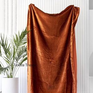 Burnt Orange Velvet Throw Blanket With Tassels Soft Velvet Boho Sofa Throw For Living Room UO Christmas Gift, Solid Throw Home Living Décor image 1