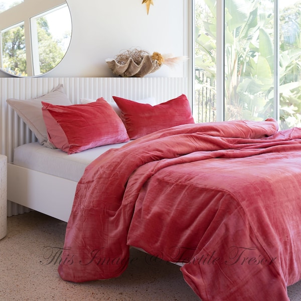 Pink Duvet Cover Queen Etsy