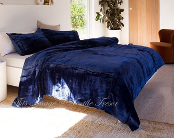 3-teiliges Set Luxus-Bettbezug aus Samt in Royal Blue Boho-Bettwäsche UO-Trösterbezug Boho Quilt Cover Custom Velvet Bettwäsche