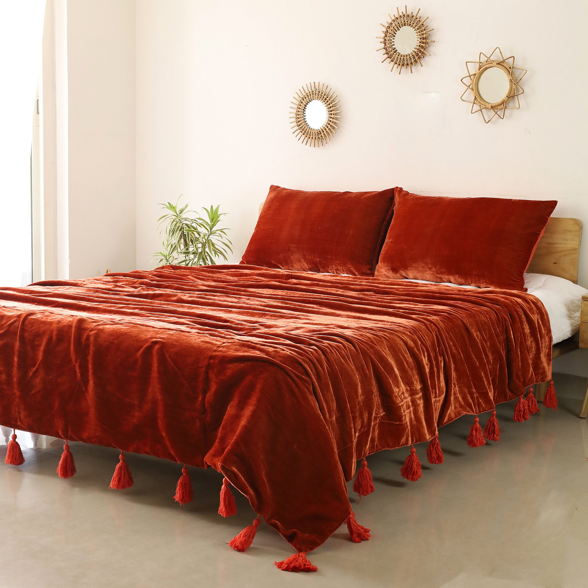Burnt orange velvet blanket hotsell