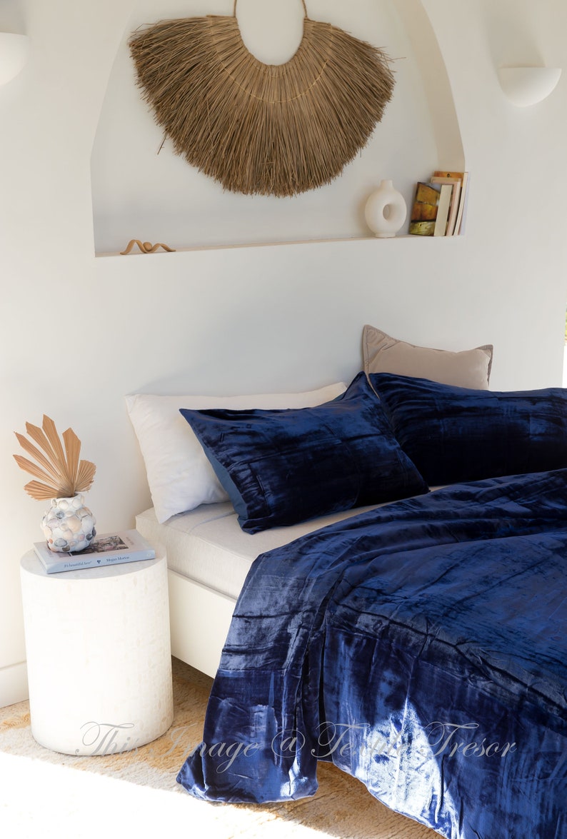 Luxury Royal Blue Velvet Duvet Cover 3 Pc Set Boho Bedding UO Etsy