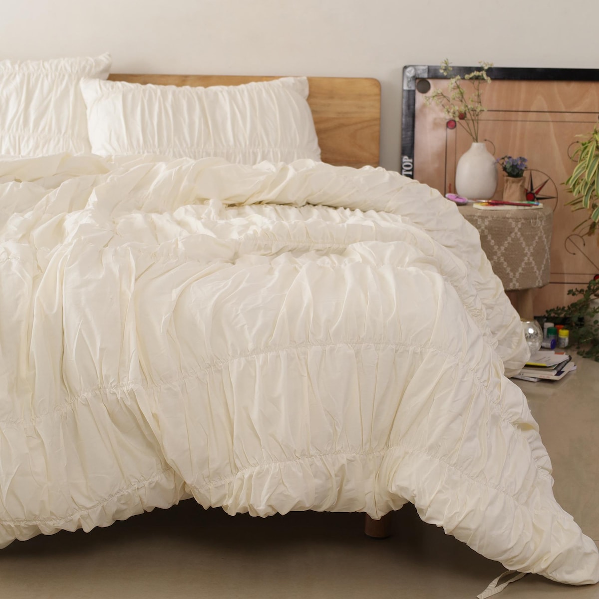 Cal King Cream Color Pure Cotton Wrinkle Duvet Cover, Comforter Cover, 100% Cotton Boho Duvet Cover, Bohemian Dorm Bedding Set, Quilt Cover, Gift - Etsy