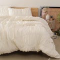 Cream Color Pure Cotton Wrinkle Duvet Cover, Comforter Cover, 100% Cotton Boho Duvet Cover, Bohemian Dorm Bedding Set, Quilt Cover, Gift