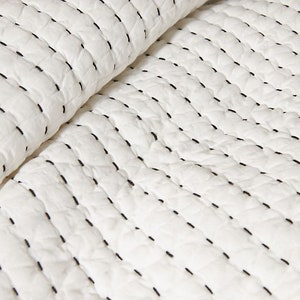 Handmade 100% Cotton Solid Color Padded Kantha Quilt Boho Coverlet Comforter Kantha Bedding Bohemian Bedspread Boho Quilt Kantha Quilt image 4