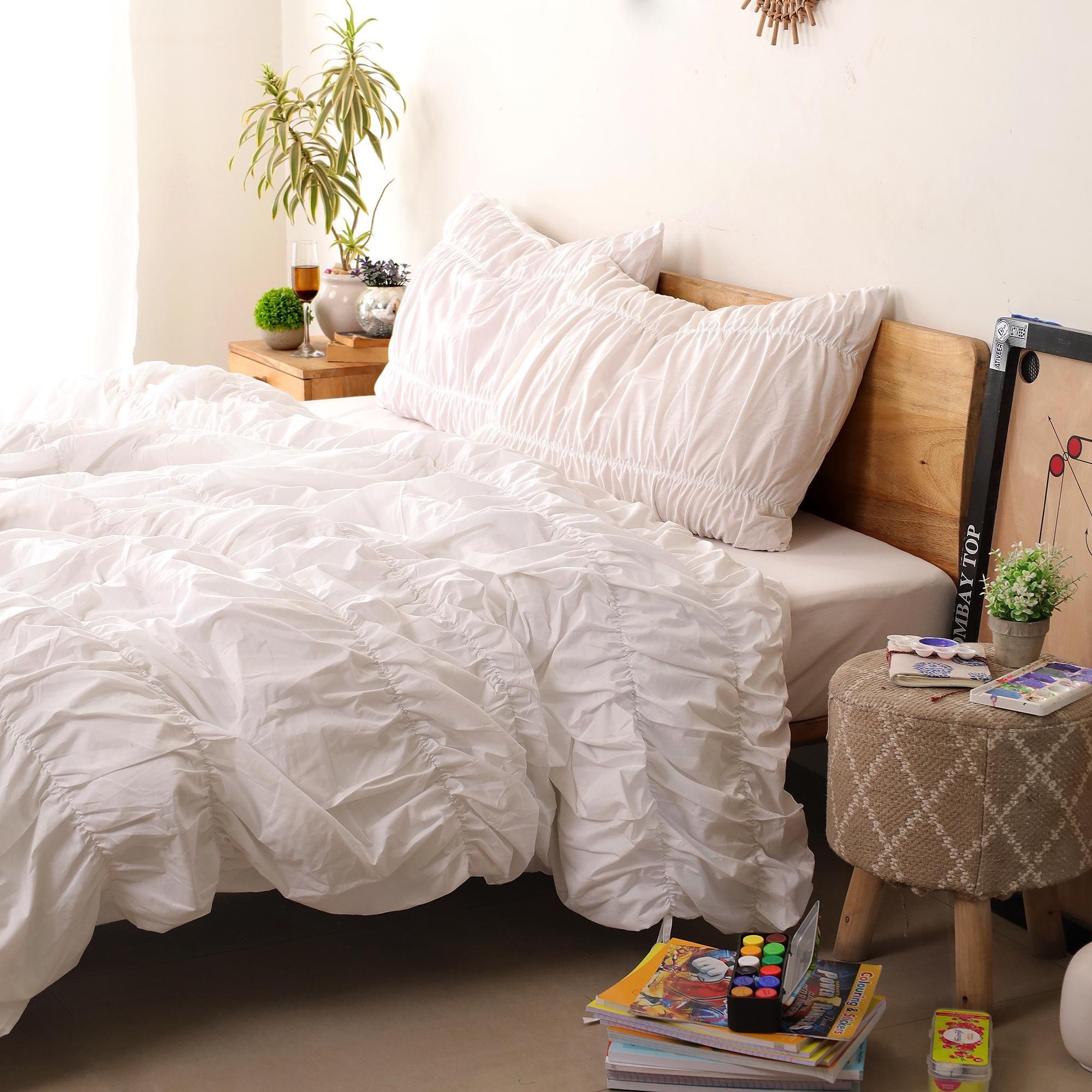Housse De Couette Pottery Barn Queen Rose Petites Fleurs Blanches - Occasion