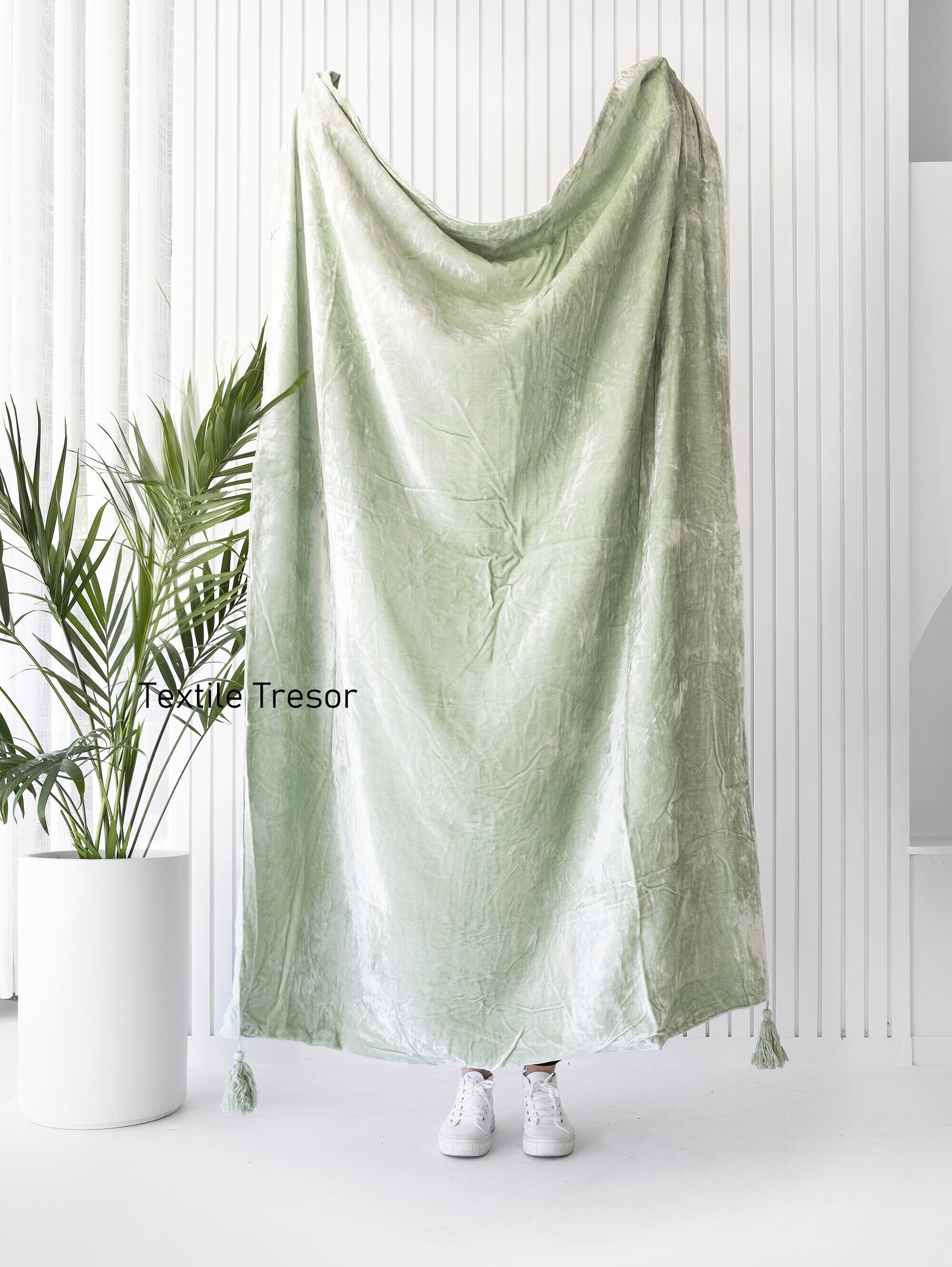 Sage velvet online throw
