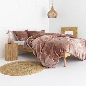 3 Pcs Set Ultra Crushed Velvet Duvet Cover Boho Bedding Donna Cover Full Duvet Cover UO Comforter Cover Quilt Cover Rose Velvet Bedding