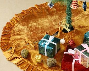 Gonna Per Albero Di Natale In Velluto Nero, 122 Cm, Glitterata, Gonna