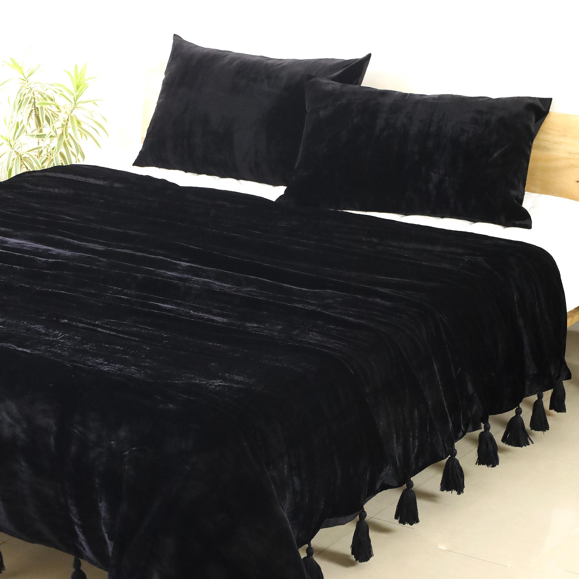 Black Luxe Fluwelen Sprei Fluwelen Deken Met Handgemaakte Geknoopte Kwasten  Zachte Fluwelen Boho Sofa Gooi Voor Woonkamer Kerstcadeau - Etsy België, image size:2000x2000