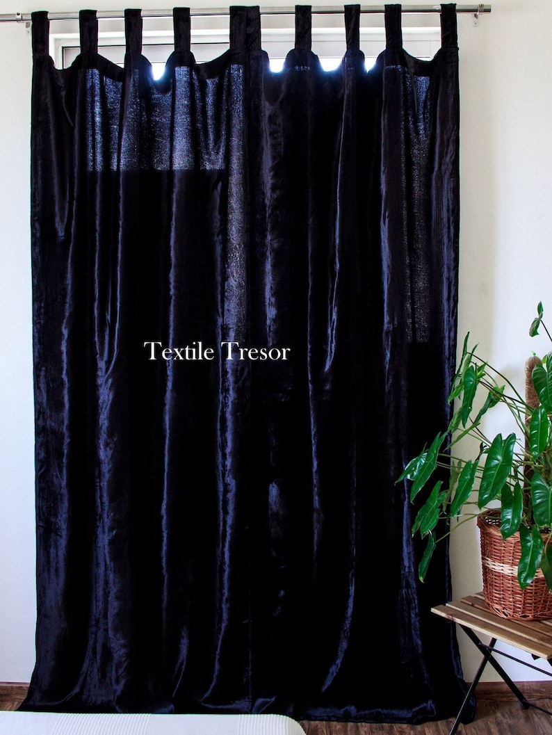 Cortinas de terciopelo negro de lujo, paneles de cortina personalizados para ventanas, cortinas para comedor, cortinas para dormitorio, decoración de terciopelo con cortinas bohemias imagen 2