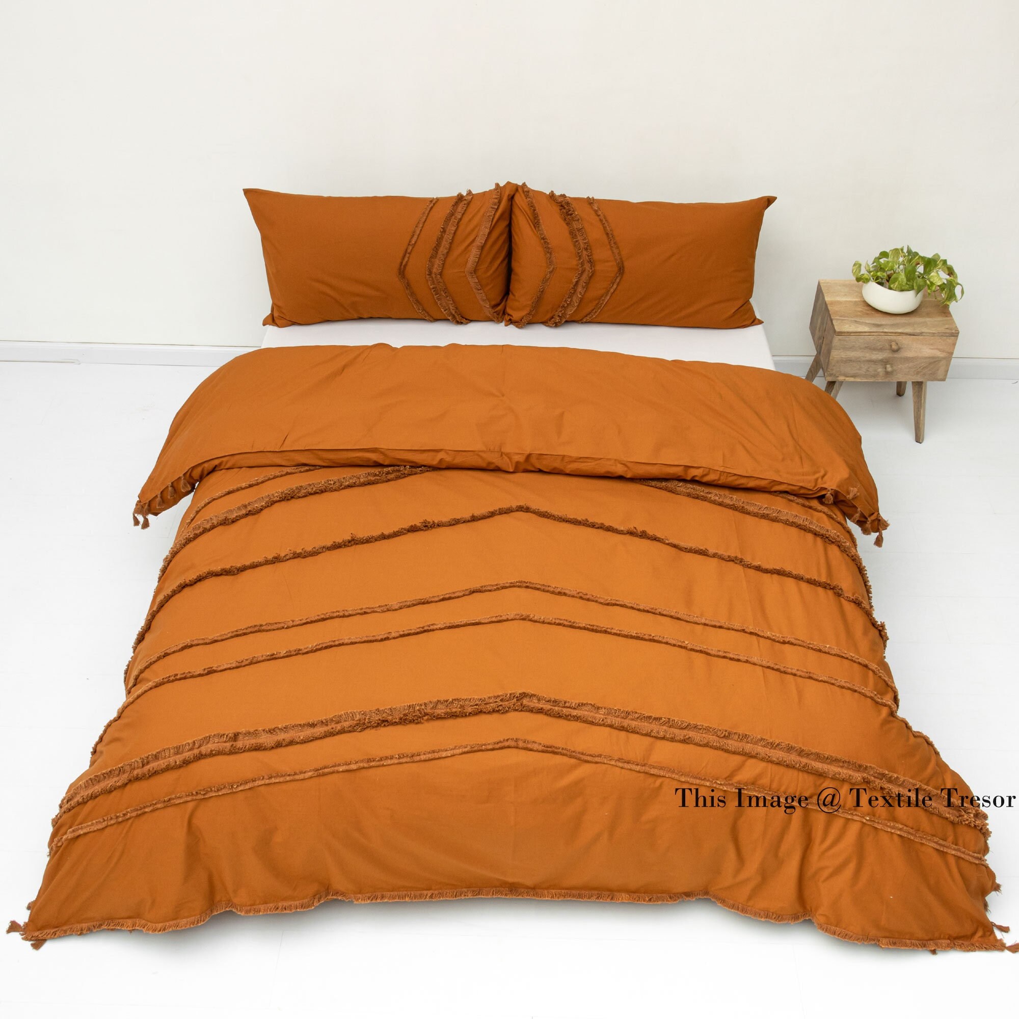 3 Pieces Set Washed Cotton Duvet Cover Cotton Duvet Bohemian Etsy