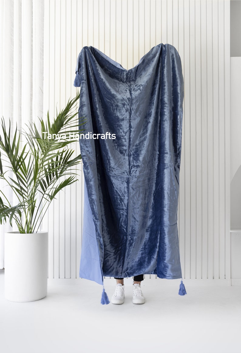 Luxe Velvet Throw Blanket With Handmade Knotted Tassels Soft Etsy
