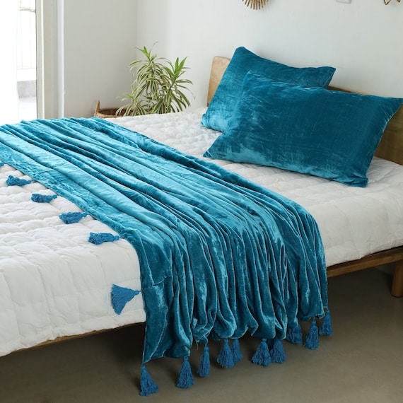 Turquoise velvet throw hotsell