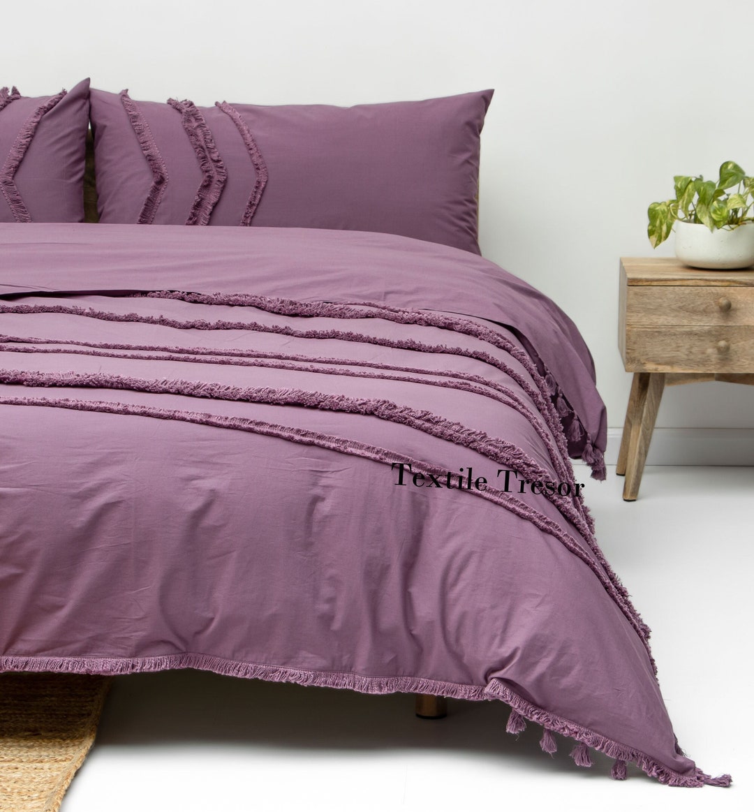 3 Pcs Set Cotton Tufted Duvet Cover Luxury Boho Bedding Queen Etsy