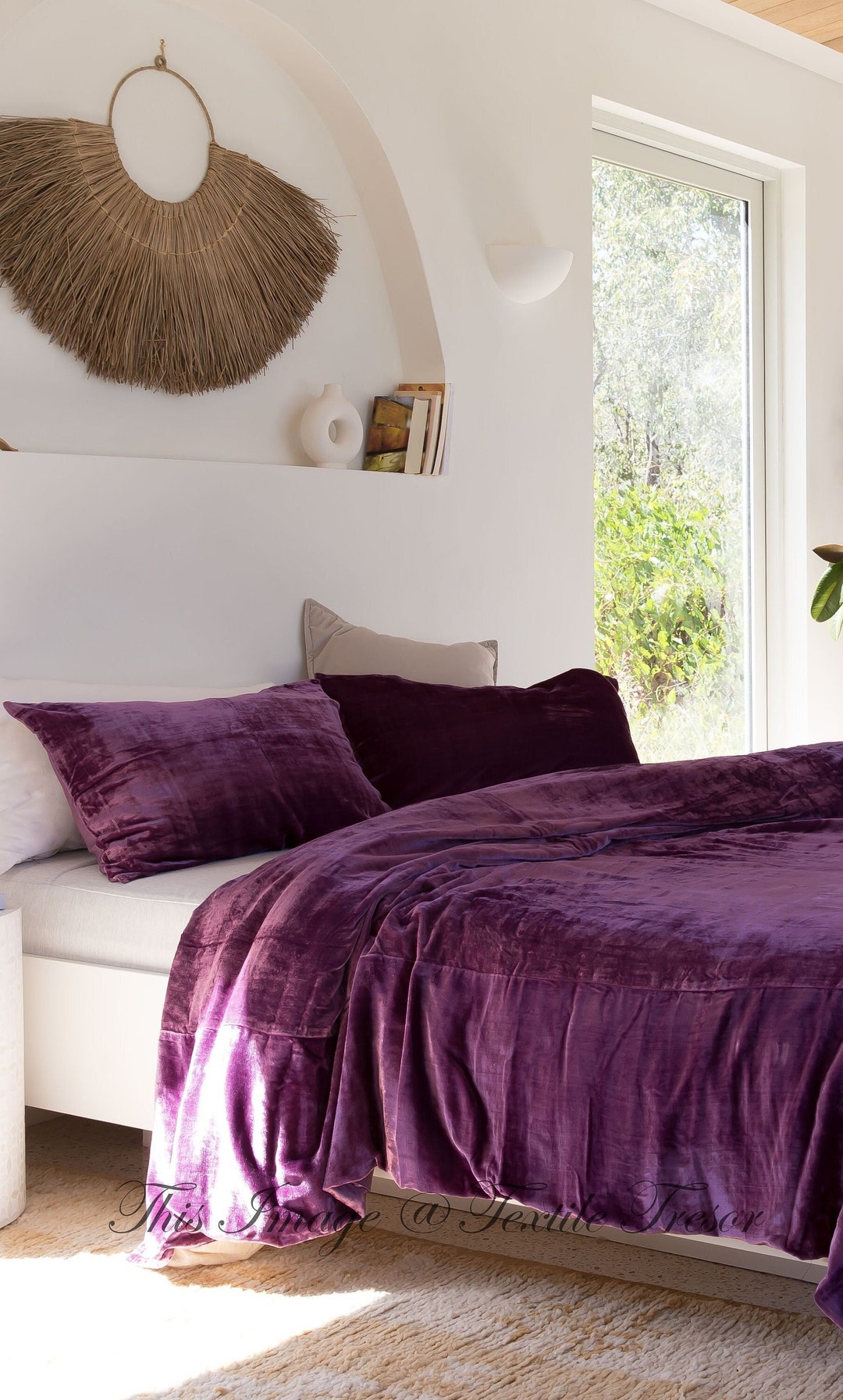 3 Pieces Set Ultra Luxury Purple Velvet Duvet Cover, Boho Bedding King, Queen Bedding, Luxury