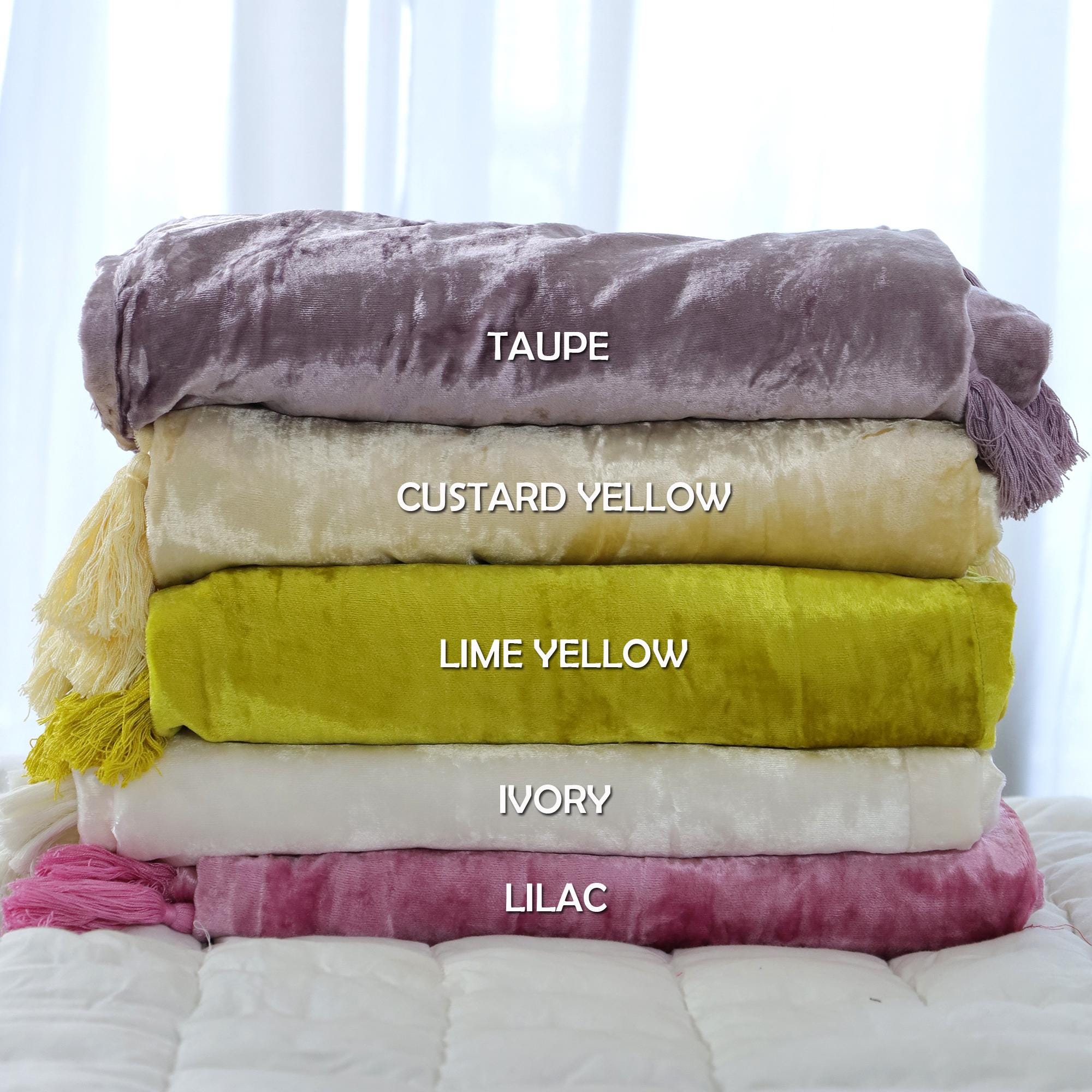 Luxe Velvet Bedspread Velvet Throw Blanket With Handmade Knotted Tassels Soft Velvet Boho Sofa Throw for Living Room Christmas Gift Etsy