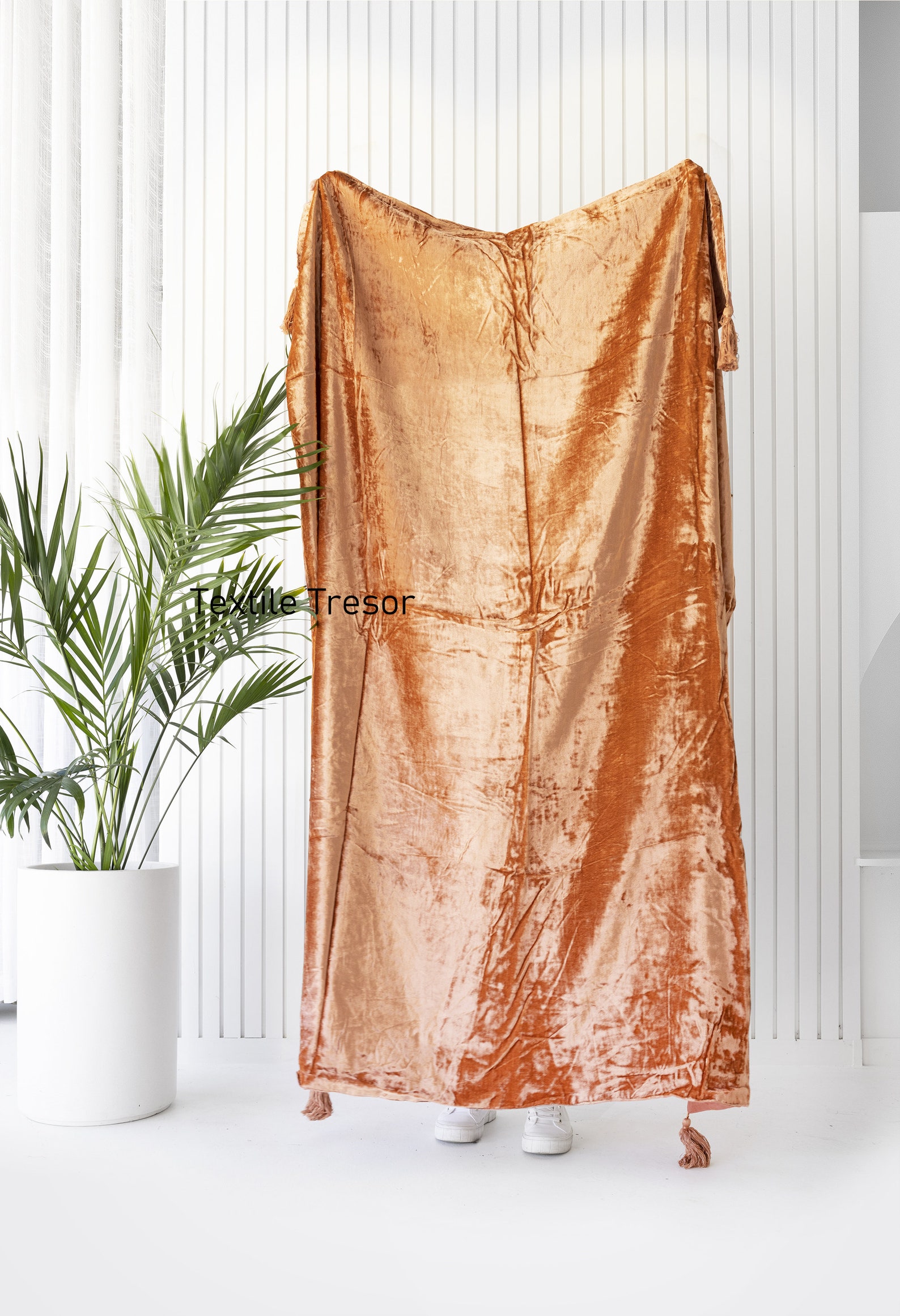 Luxe Velvet Throw Blanket With Handmade Knotted Tassels Soft Etsy