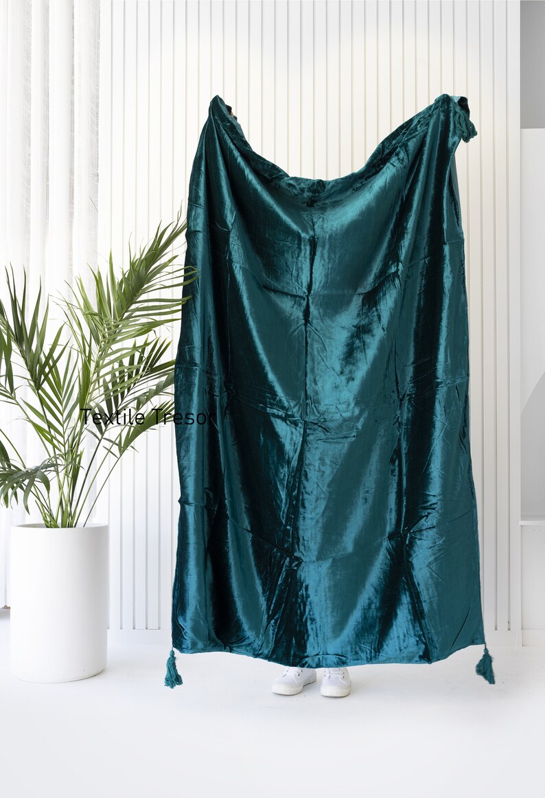 Luxe Velvet Throw Blanket With Handmade Knotted Tassels Soft Etsy