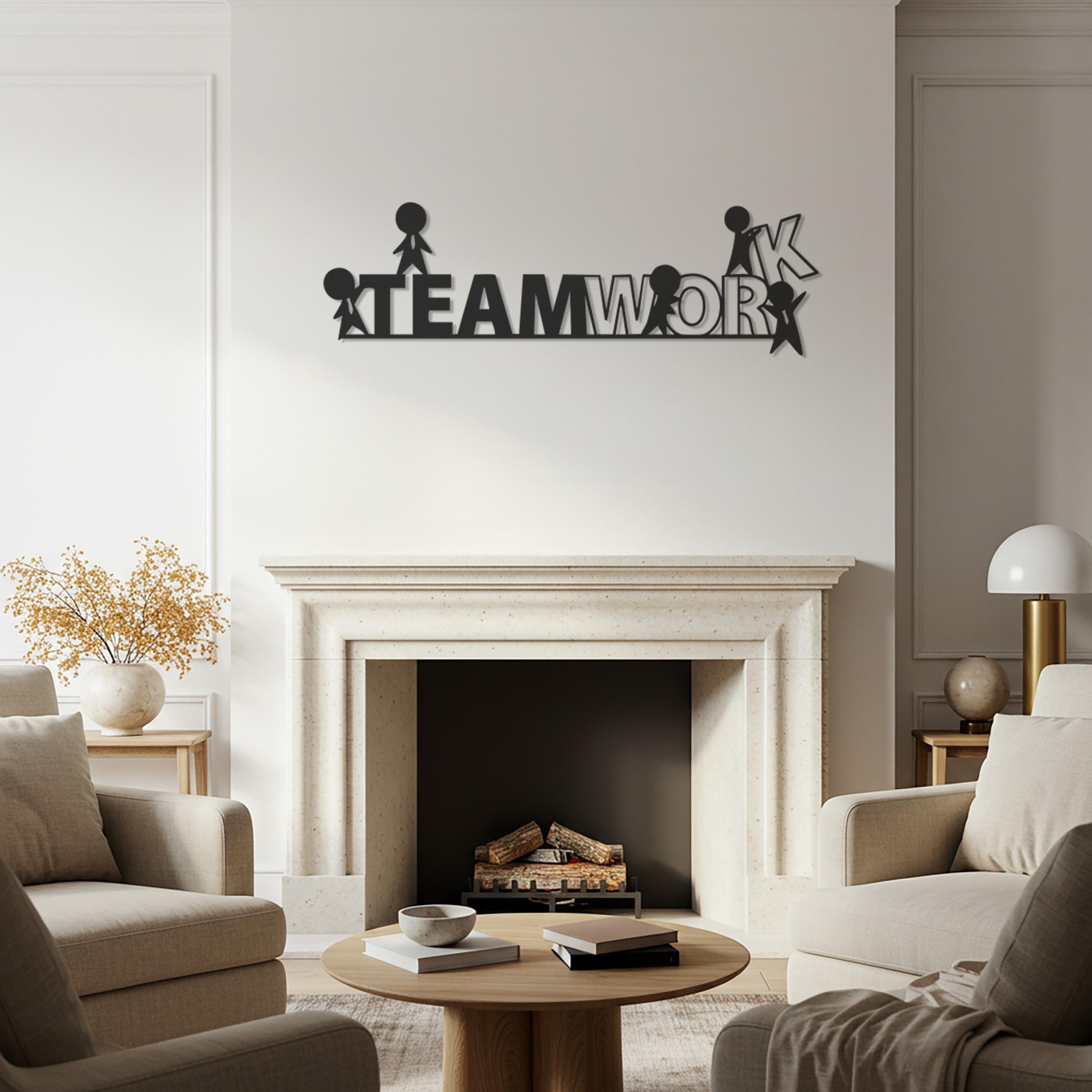 Teamwork Metal Teamwork Metal Wall Art: Modern Office Decor With Stick Figures ...