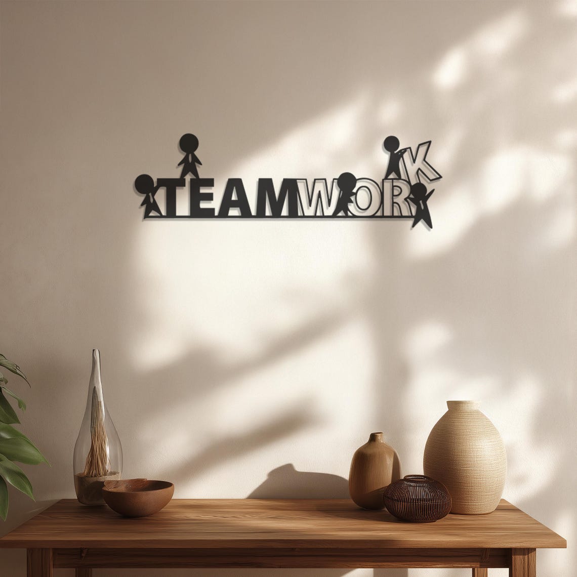 Teamwork Metal Teamwork Metal Wall Art: Modern Office Decor With Stick Figures ...
