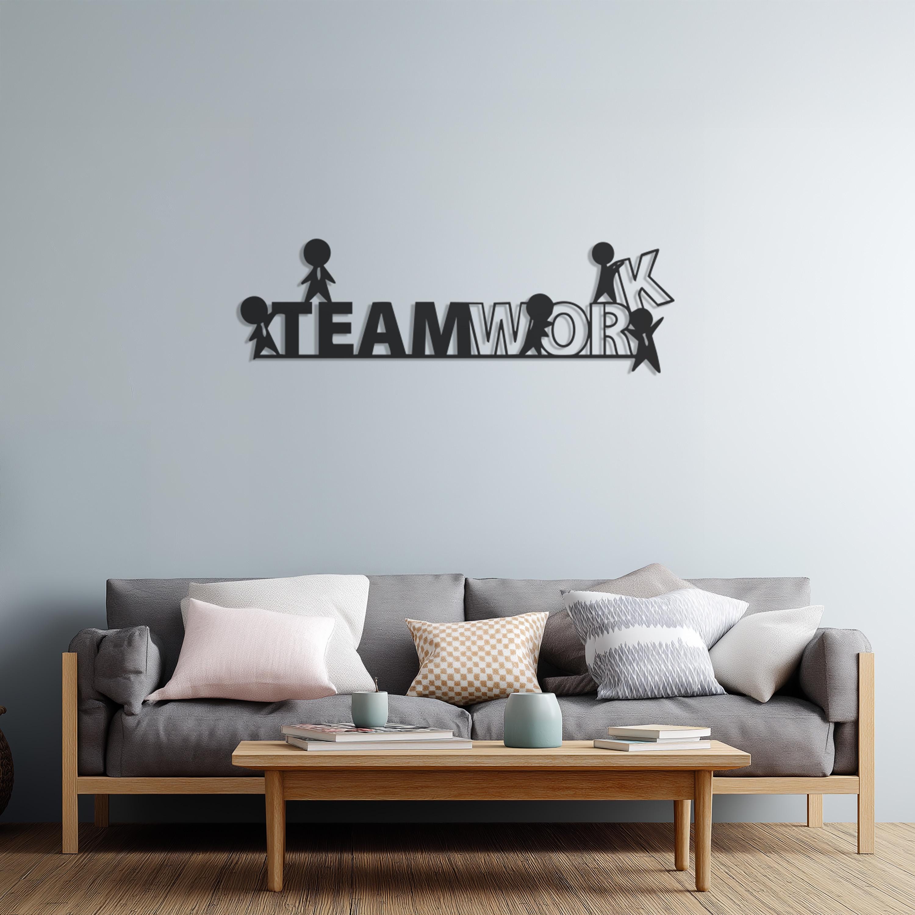 Teamwork Metal Teamwork Metal Wall Art: Modern Office Decor With Stick Figures ...