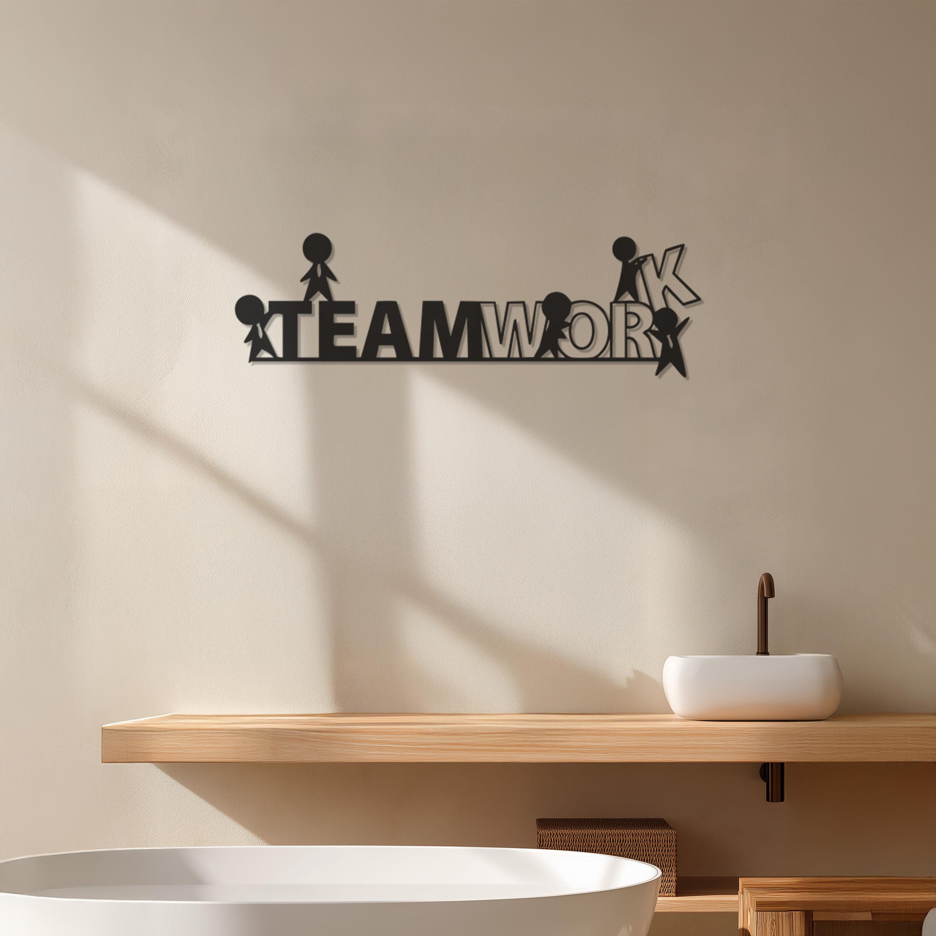 Teamwork Metal Teamwork Metal Wall Art: Modern Office Decor With Stick Figures ...