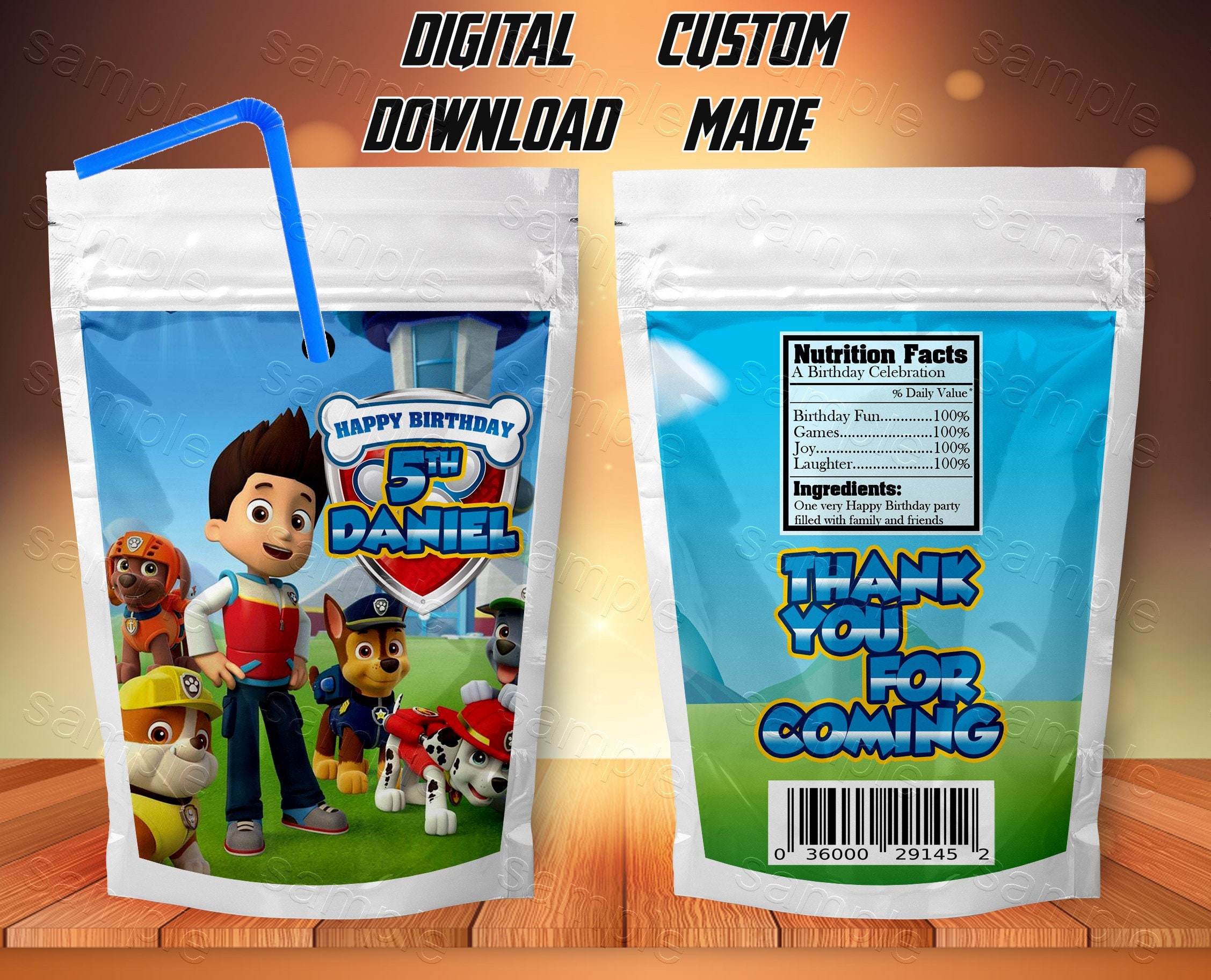 Paw Patrol Capri Sun Printable Juice Pouch Juice Box Paw | Etsy