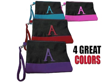 Custom Embroidered Wristlet: Personalized Canvas Zipper Pouch