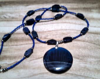 Black Blue Fire Agate necklace