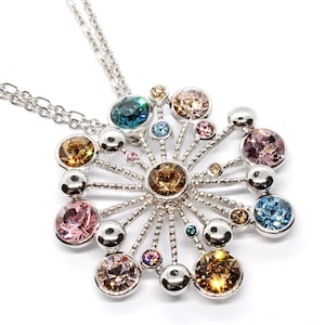 Vintage Butler Fifth Avenue Collection Crystal Starburst Pendant & Silver Tone Chain