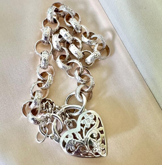 Solid Sterling Silver Belcher Chain Bracelet With… - image 5