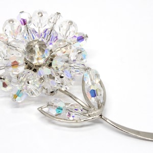Vintage Aurora Borealis Crystal Flower Floral Spray Brooch
