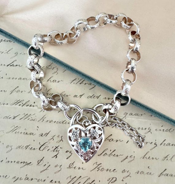 Solid Sterling Silver Belcher Chain Bracelet With… - image 1