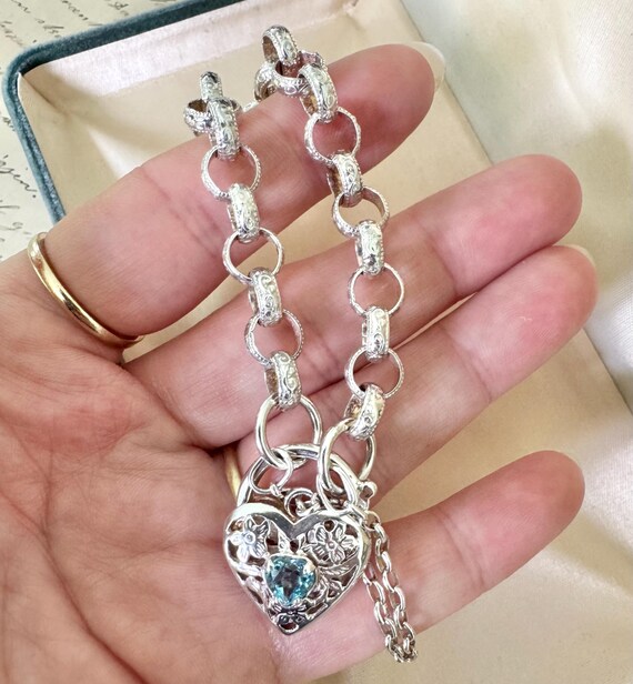 Solid Sterling Silver Belcher Chain Bracelet With… - image 3