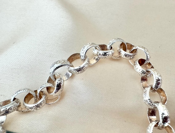 Solid Sterling Silver Belcher Chain Bracelet With… - image 4