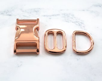 Rose Gold Dog Collar, Rose Gold Hardware, Zinc Max, Alu Max Buckle, Rose Gold Dog, Make a Dog Collar, Dog Hardware, Side Release Buckle, UK