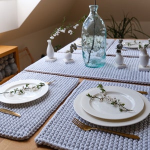 Set of 4, Knitted placemats Be H, many colors and sizes Cotton Tablemats