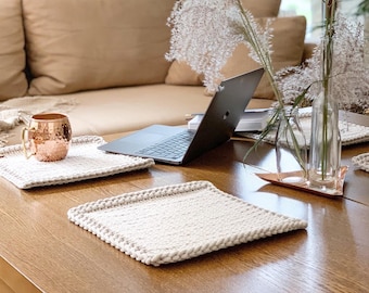 Manteles individuales de algodón tejidos a mano - Juego de 8, decoración moderna para la mesa