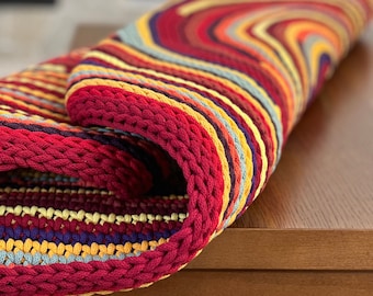 Colorful Crochet Round Rug, Cotton Cord, Soft Camel Stitch