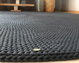 Crochet Round Rug, Handmade Cotton Carpet, Soft Floor Mat