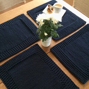 Set of 6 knitted table mats, Placemats available in many colors, Cotton table mats, tablemats, Handmade mats, table pads, table decor, table